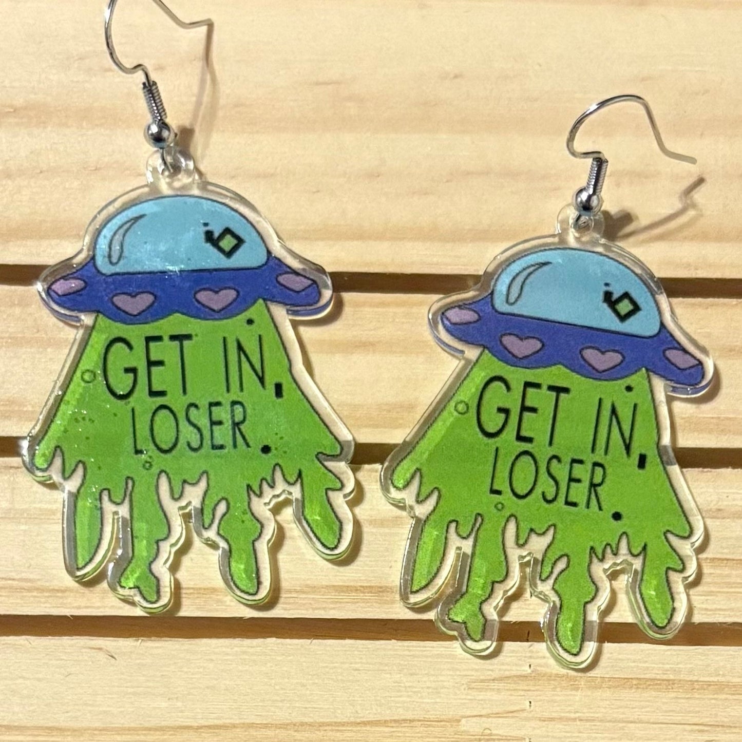 Acrylic alien earrings