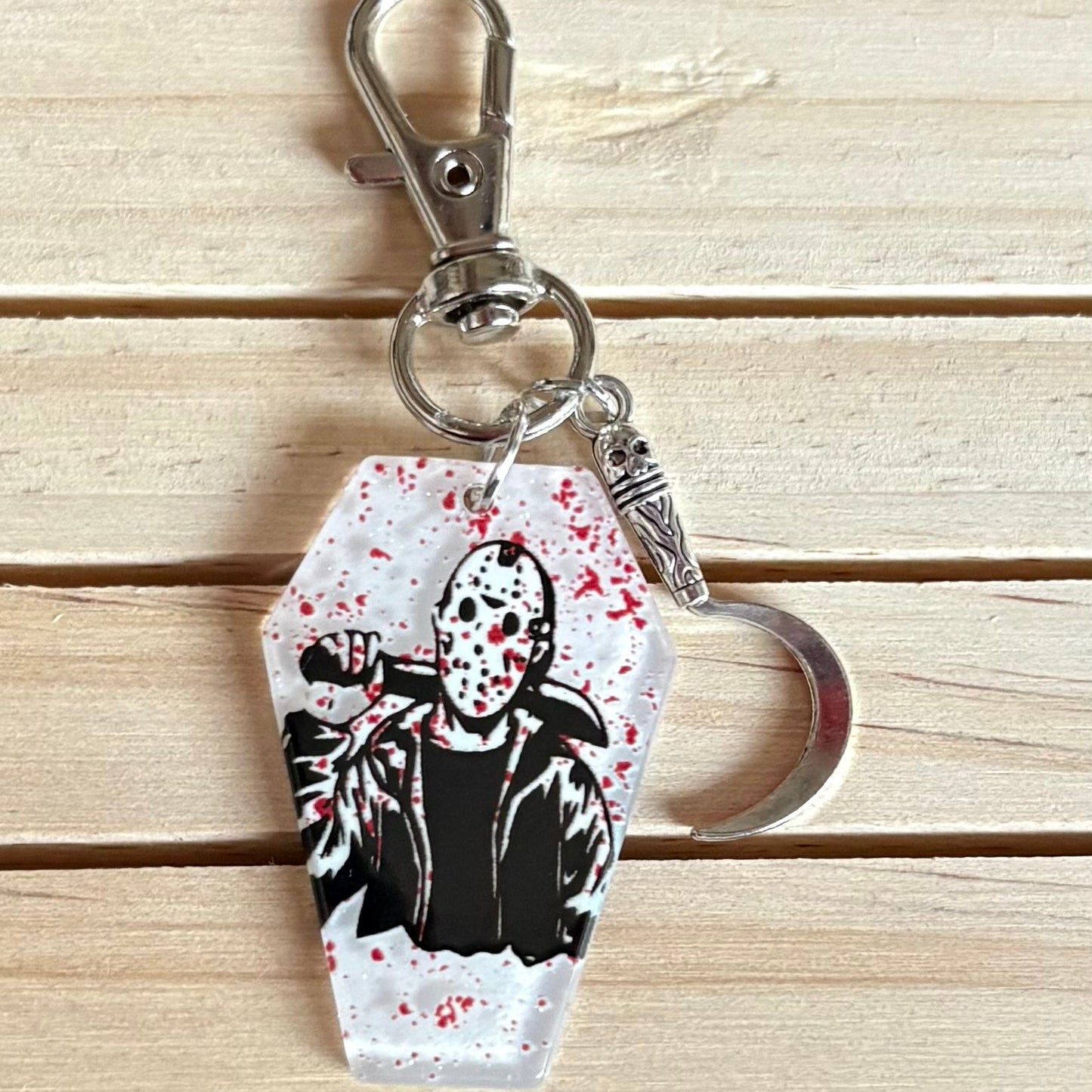 Friday 13th inspired coffin keychain