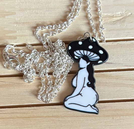 Mushroom Lady Silhouette Necklace