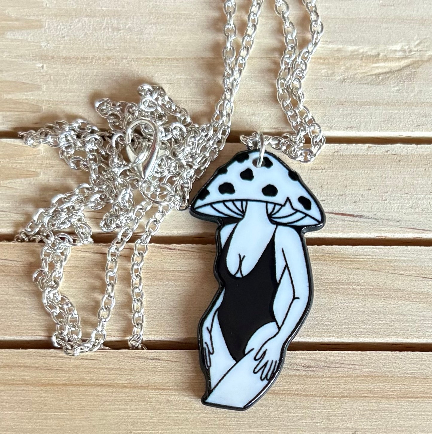 Mushroom Lady Silhouette Necklace