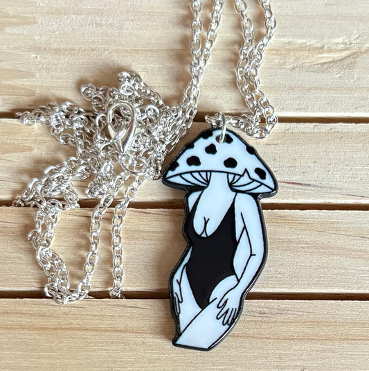 Mushroom Lady Silhouette Necklace