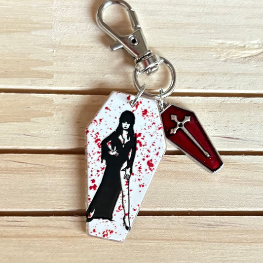 Elvira coffin keychain