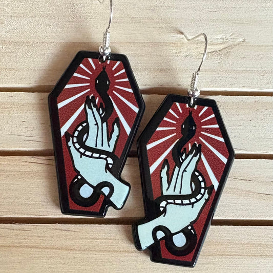 Snake coffin earrings